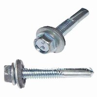 #12-24 X 2"  Hex Washer Head, Sheeting Self-Drilling Screw, #5 Point, Zinc